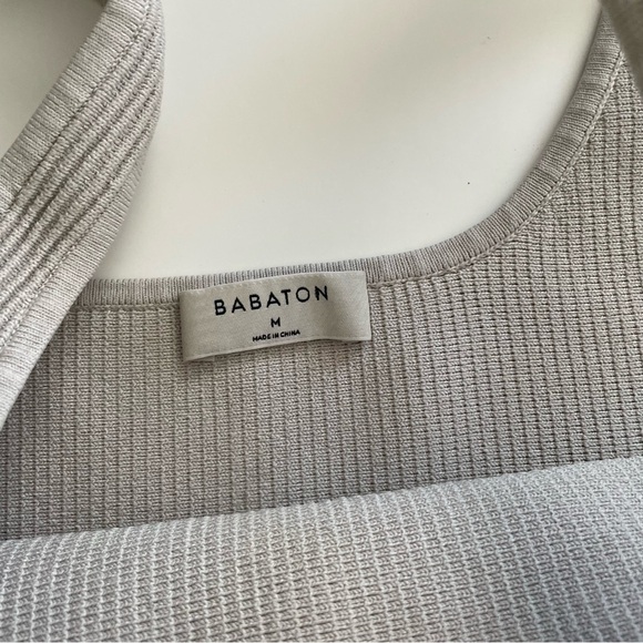 Babaton Sculpt Knit Tank Squareneck Ribbed Top Cropped Crop Shirt Light Grey - Picture 5 of 7